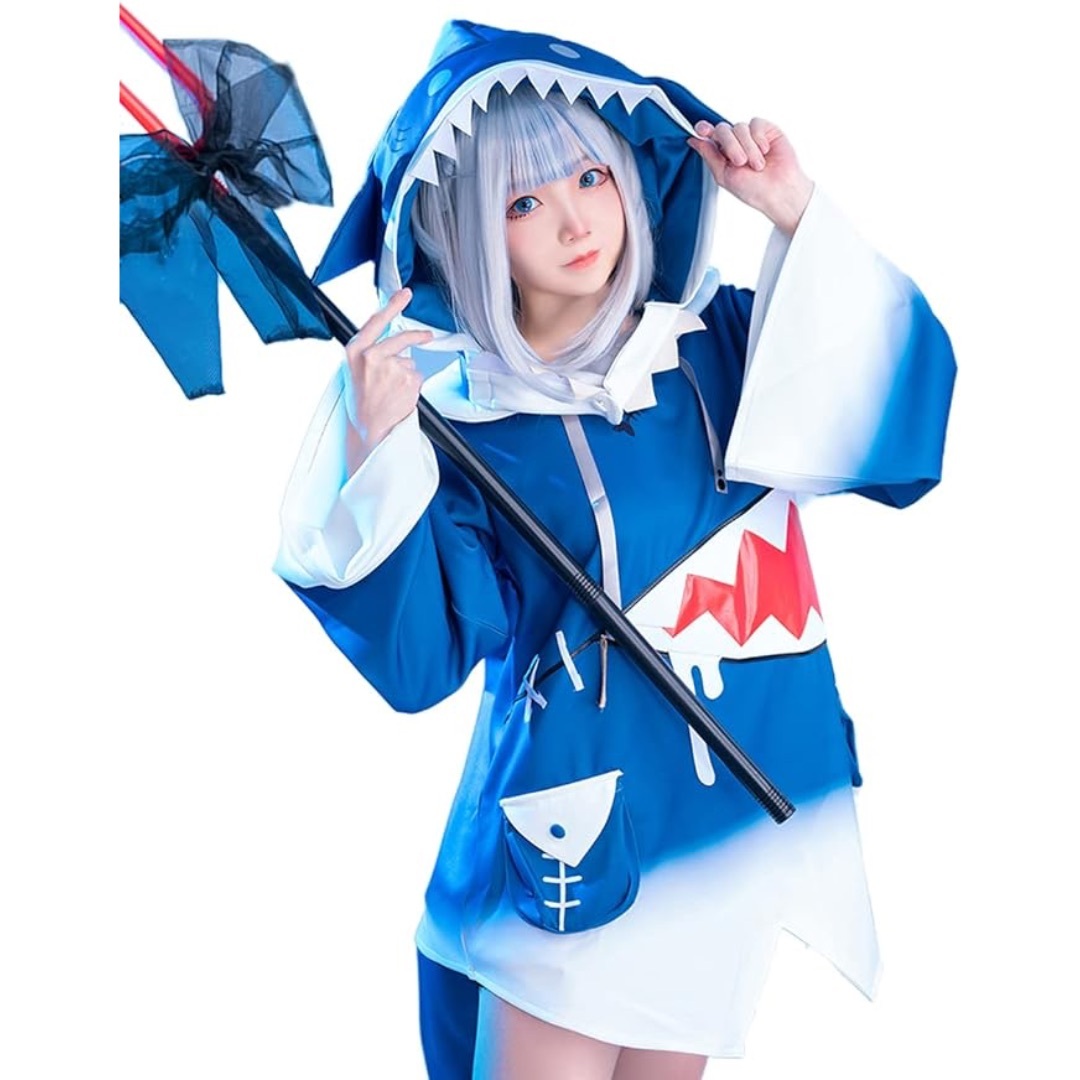 ウィッグ付き ホロライブ コスプレ サメちゃん Gawr Gura がうる ウィッグ付き ホロライブ コスプレ サメちゃん Gawr Gura がうる