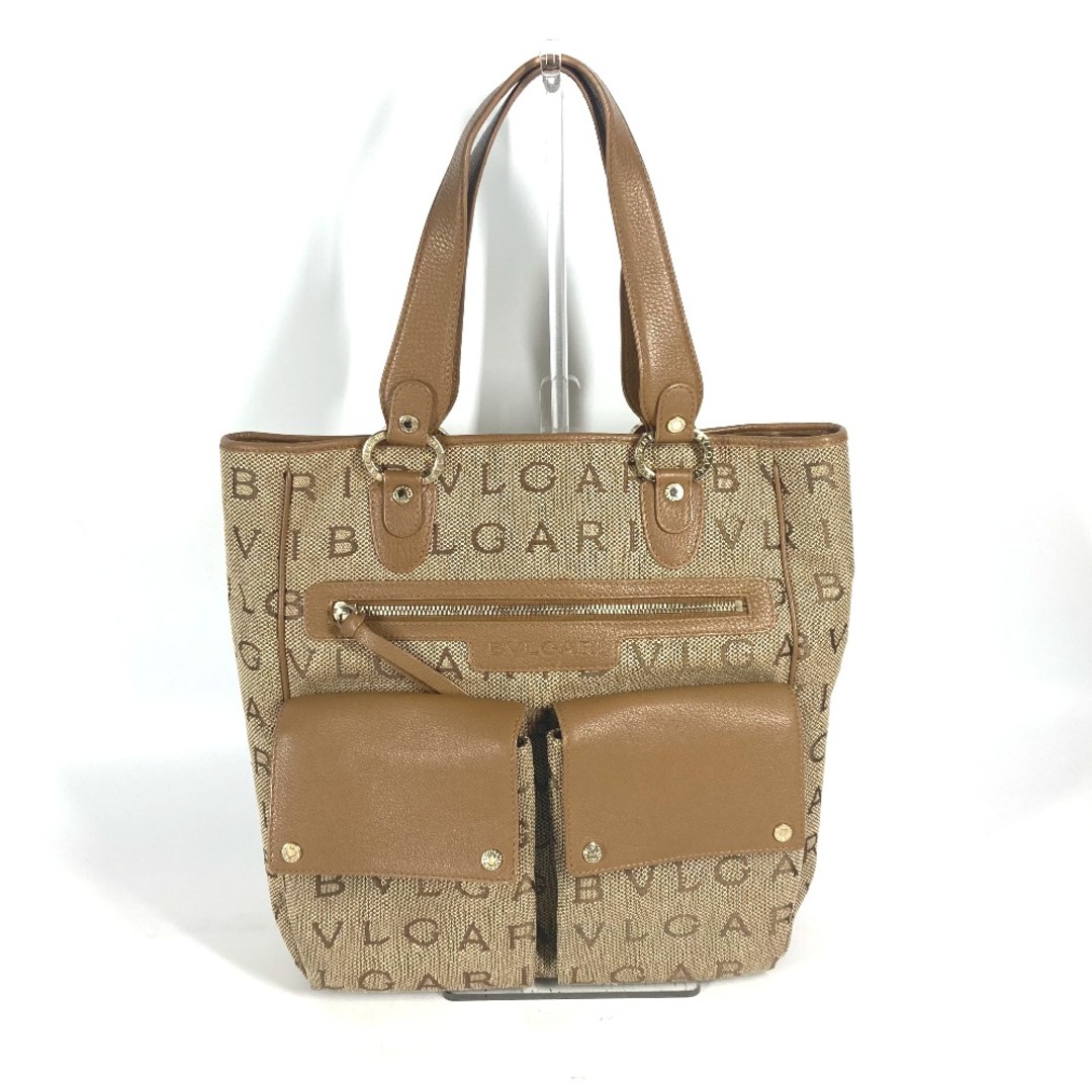 BVLGARI - ブルガリ BVLGARI ロゴマニア 801904 マキシロゴ ショルダーバッグ カバン 肩掛け トートバッグ レザー/キャンバス ベージュ