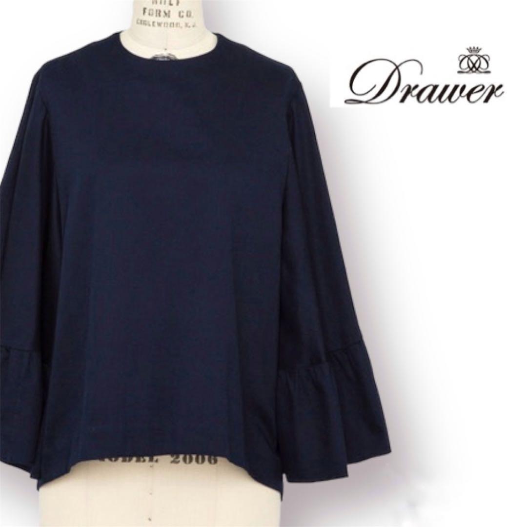 Drawer - 専用品【美品】 Drawer フレアースリーブラウス ネイビー ブラウス