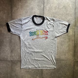 70s80s リンガーtシャツ USA製 グレー×ブラック beach bum(Tシャツ/カットソー(半袖/袖なし))