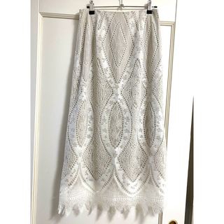イエナ(IENA)の【新品】人気完売商品✨IENAイエナパネルレースロングスカートベージュ36/S(ロングスカート)