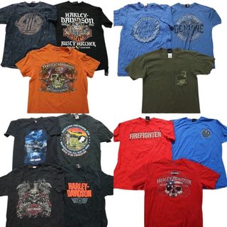 古着卸 まとめ売り ハーレー 半袖Tシャツ 13枚セット (メンズ S /M ) カラーMIX ボディプリント スカル MT5671(その他)