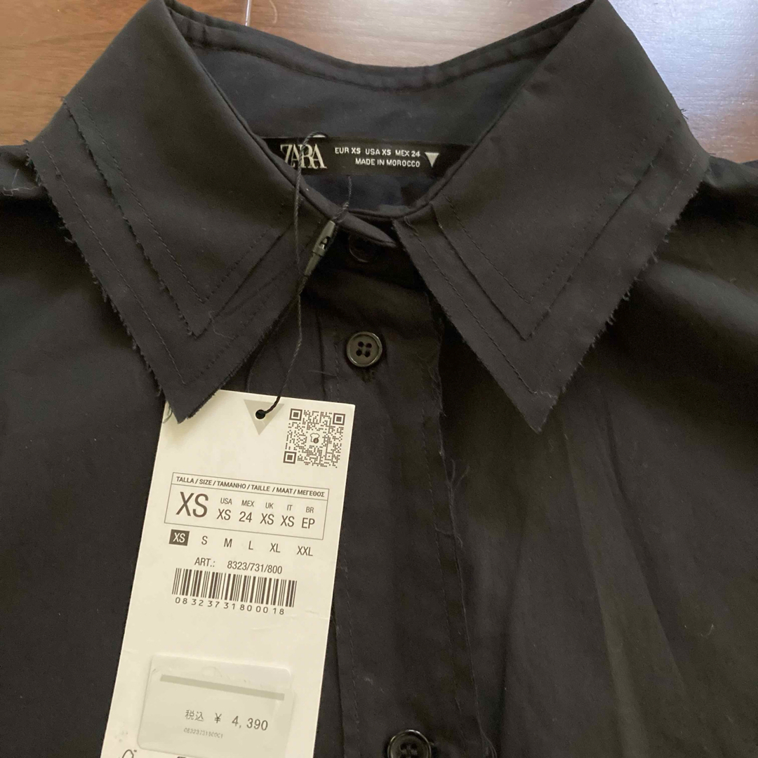 ZARA - タグつき新品☆ZARA☆オーバーサイズコットンシャツ☆黒M ZARA - タグつき新品☆ZARA☆オーバーサイズコットンシャツ☆黒M