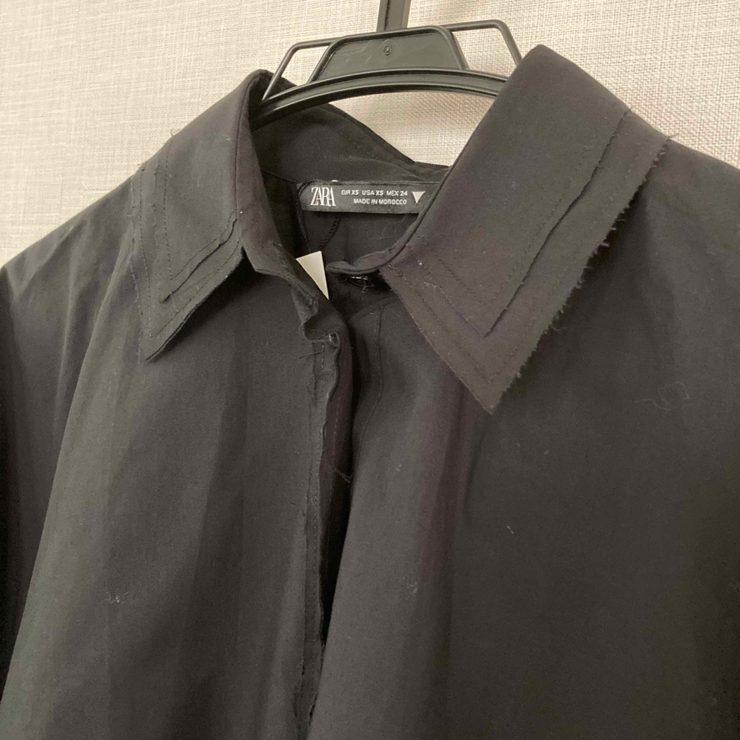 ZARA - タグつき新品☆ZARA☆オーバーサイズコットンシャツ☆黒M ZARA - タグつき新品☆ZARA☆オーバーサイズコットンシャツ☆黒M