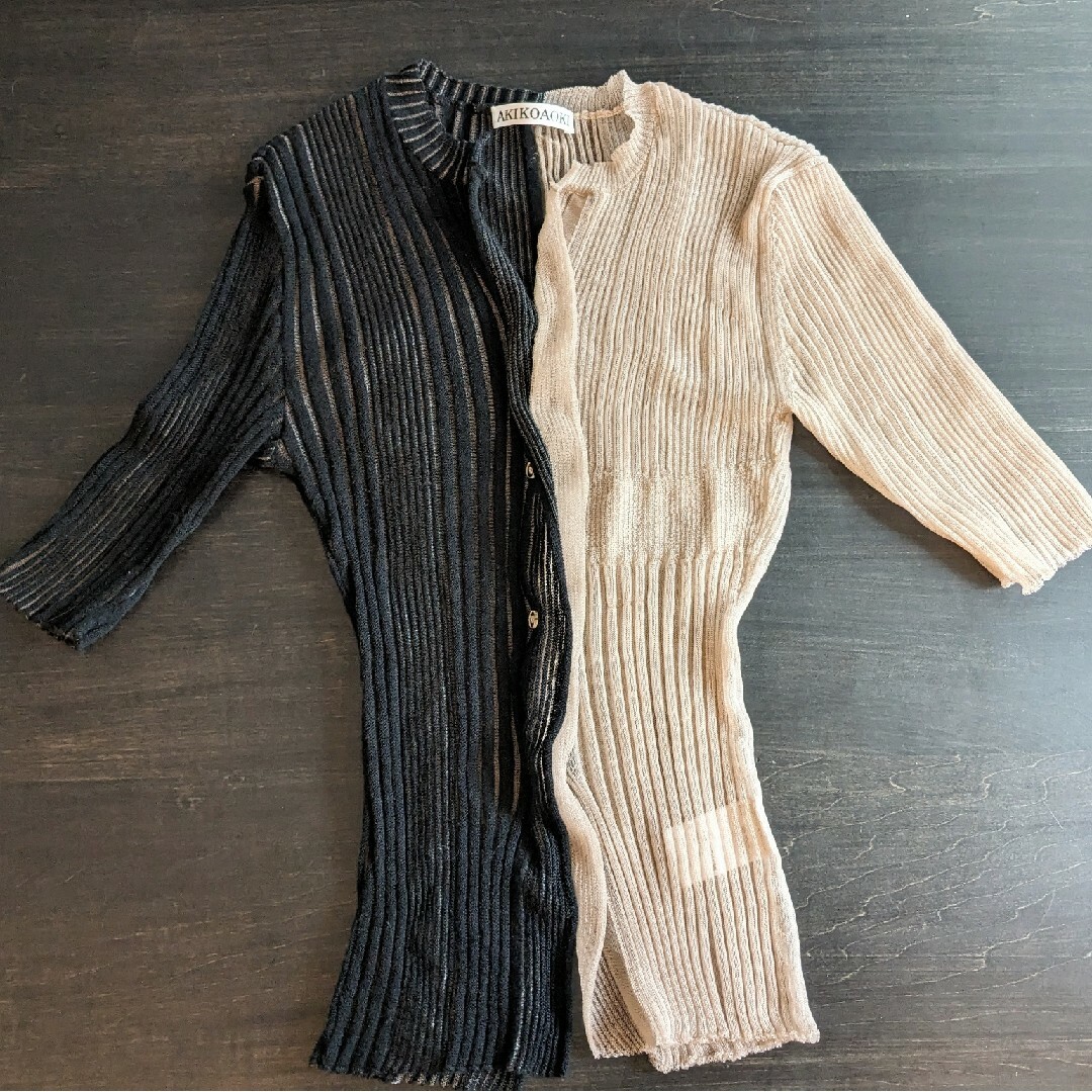 AKIKOAOKI バイカラーニットカーディガンの通販 by uri's shop