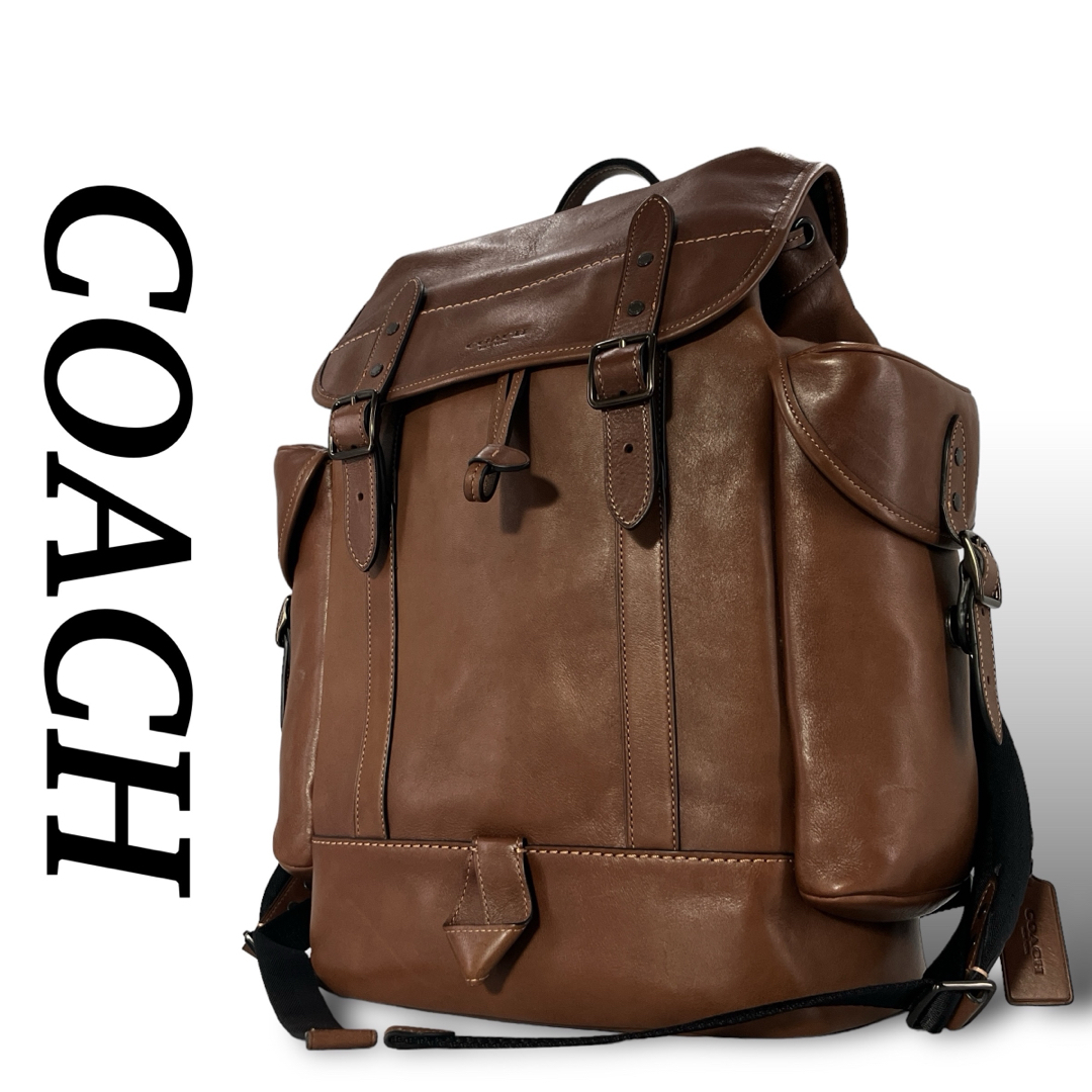 COACH - コーチ リュック 巾着 ヒッチ ロゴ型押し 大容量 COACH - コーチ リュック 巾着 ヒッチ ロゴ型押し 大容量