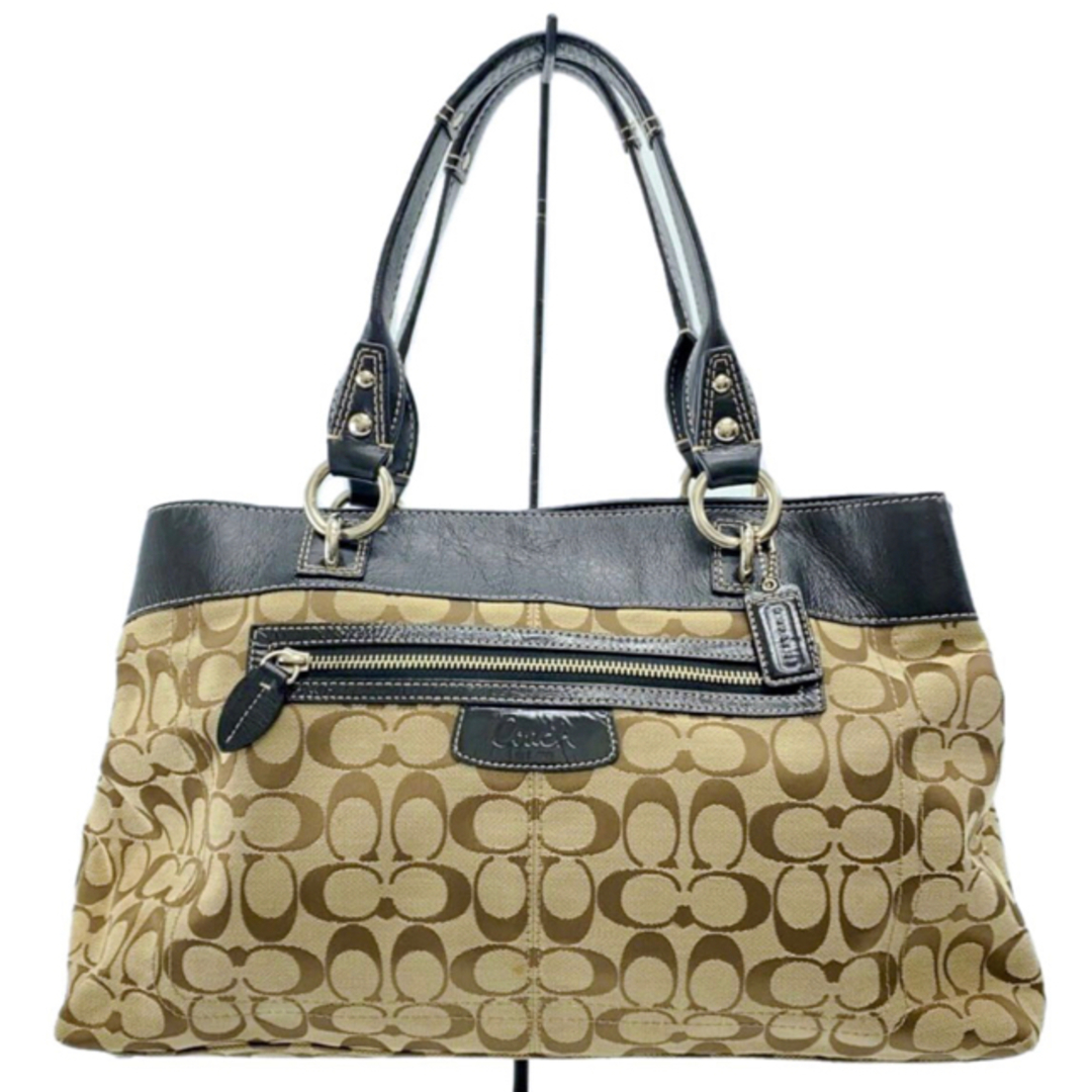 COACHコーチシグネチャートートバッグ レザー×キャンバス FM-092 COACHコーチシグネチャートートバッグ レザー×キャンバス FM-092
