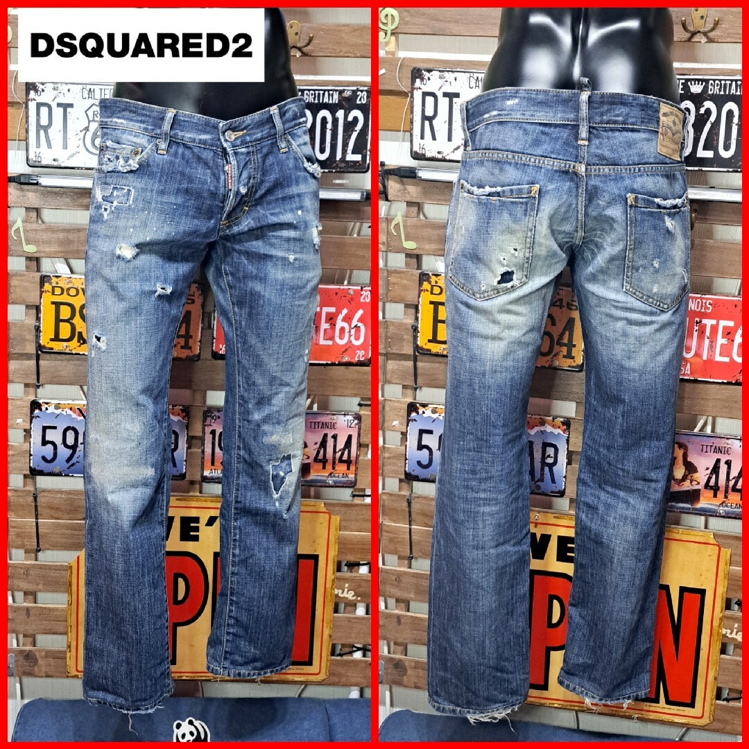 Dsquared2 ディースクエアード クラッシュ加工 デニム ジーンズ 48 Dsquared2 ディースクエアード クラッシュ加工 デニム ジーンズ 48