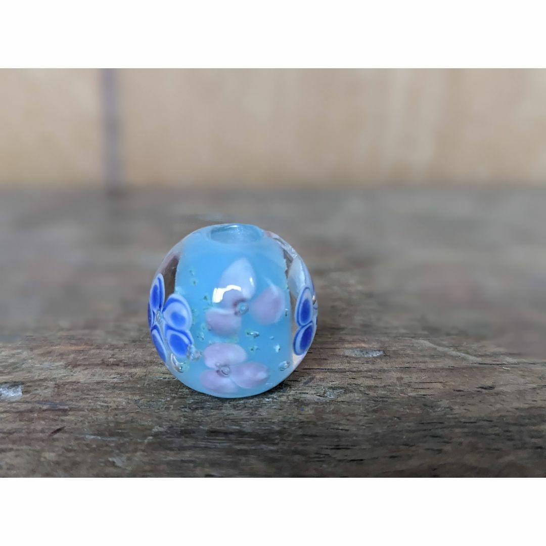 水色1個】とんぼ玉 大粒 18mm トンボ玉 蜻蛉玉 簪 浴衣 硝子