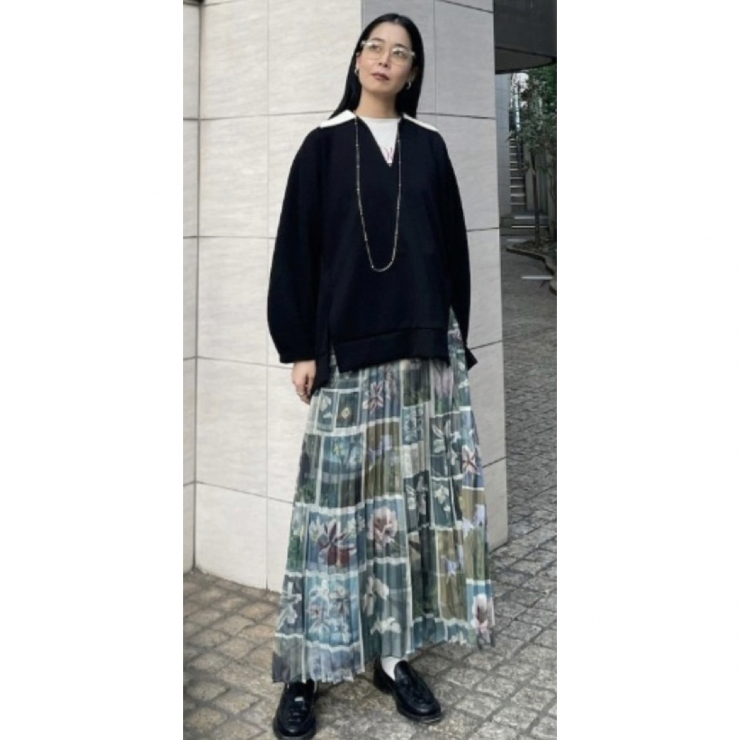 AMERI FLOWER PATCHWORK PLEATED SKIRT AMERI FLOWER PATCHWORK PLEATED SKIRT