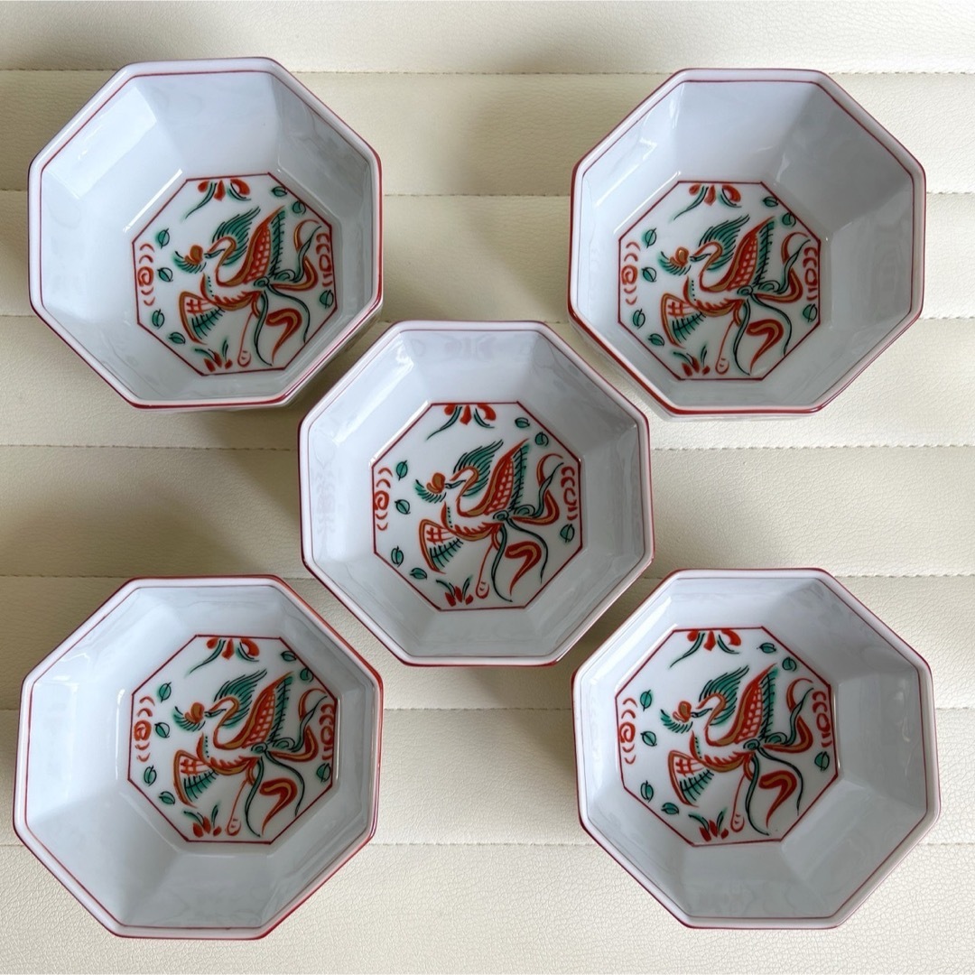 たち吉 - たち吉 赤絵花鳥 金彩 八角小鉢揃え 5枚セット 鳳凰 たち吉 - たち吉 赤絵花鳥 金彩 八角小鉢揃え 5枚セット 鳳凰