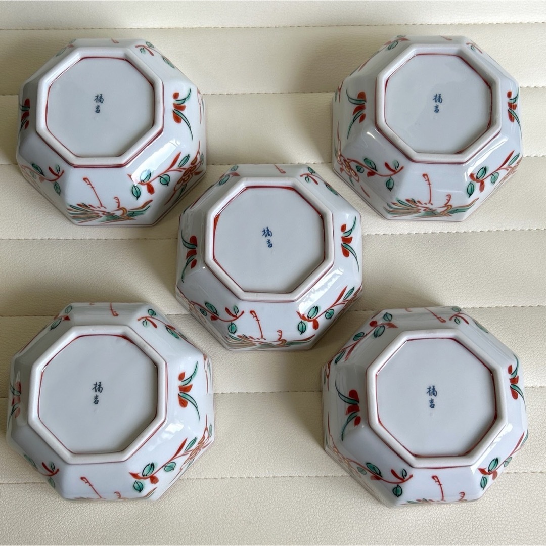 たち吉 - たち吉 赤絵花鳥 金彩 八角小鉢揃え 5枚セット 鳳凰 たち吉 - たち吉 赤絵花鳥 金彩 八角小鉢揃え 5枚セット 鳳凰