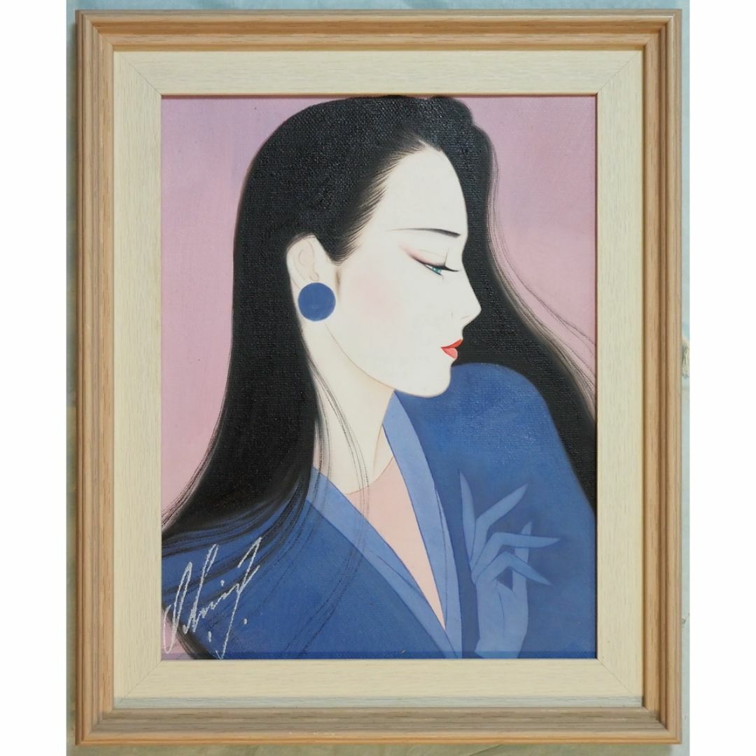 鶴田一郎 わたり 油彩画 F8号 肉筆/絵画/サイン有/額縁/額装 鶴田一郎 わたり 油彩画 F8号 肉筆/絵画/サイン有/額縁/額装