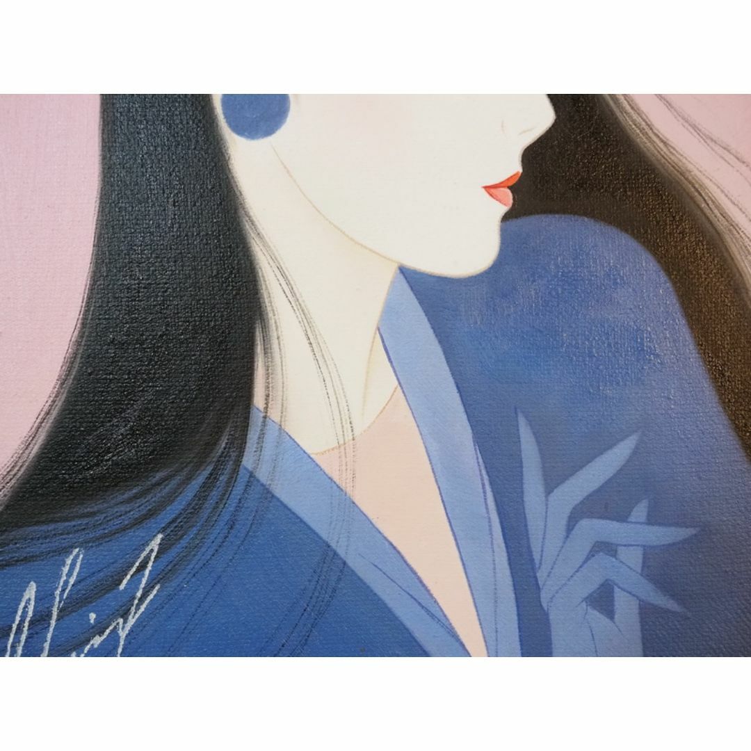人物画 油絵 鶴田一郎 美人画 F6 額付き 手描き 肉筆 美術品
