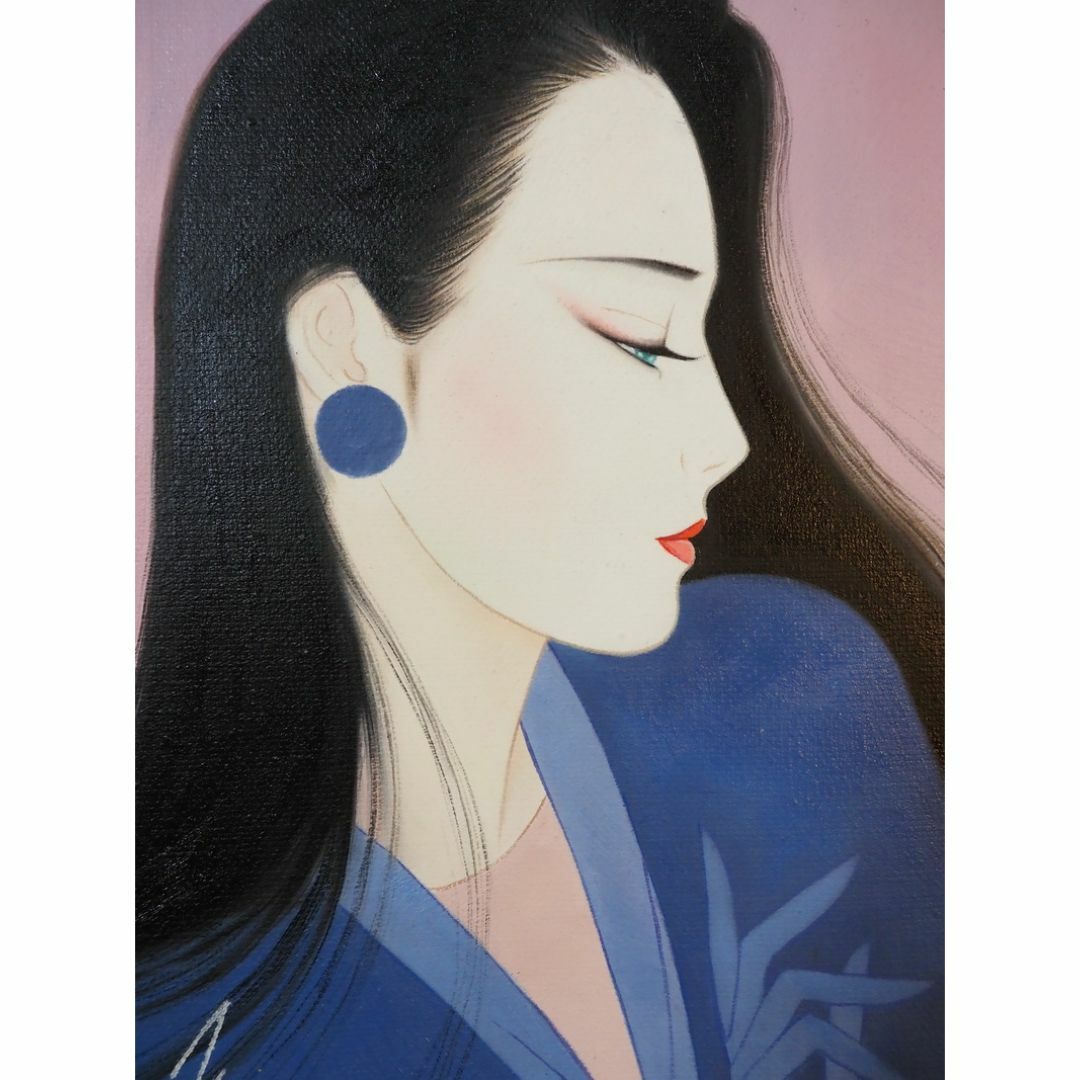 SALE(F6号)鶴田一郎「紫の姫」肉筆/表裏にサイン有り/裏落款 SALE(F6号)鶴田一郎「紫の姫」肉筆/表裏にサイン有り/裏落款