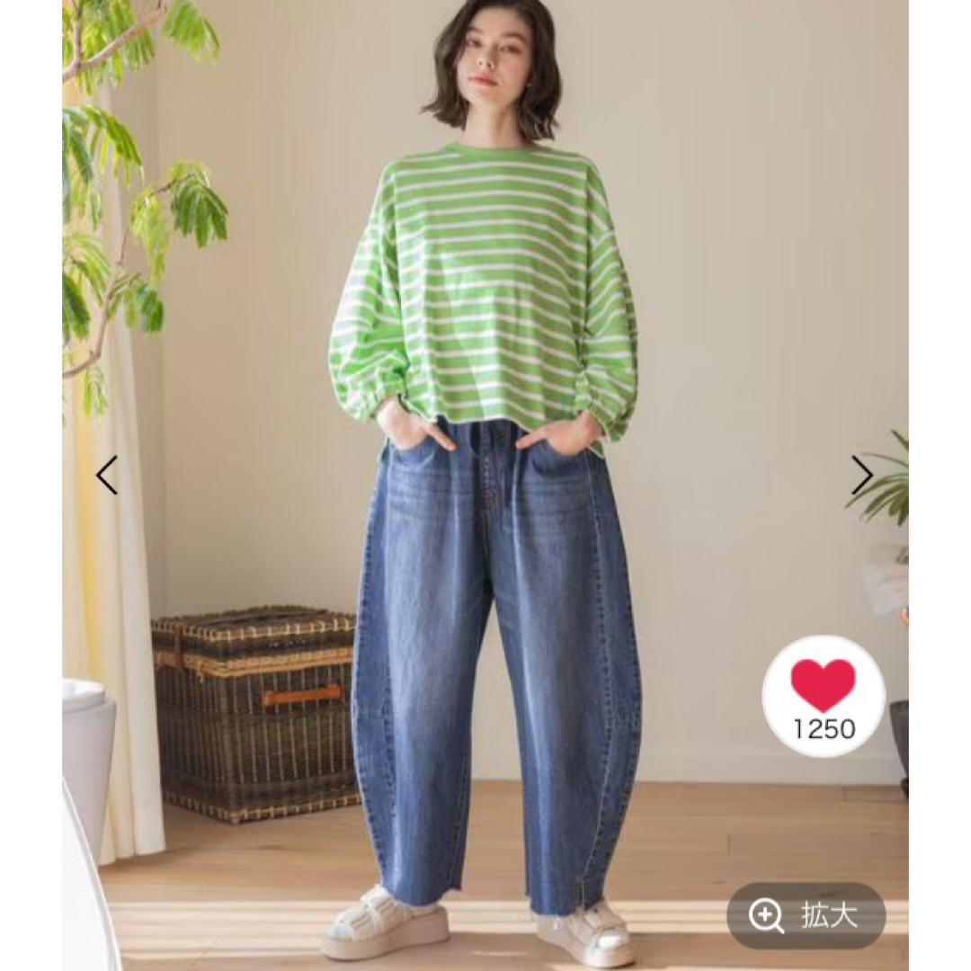 niko and - ニコアンド EASY COCOON DENIM Lの通販 by きー niko and - ニコアンド EASY COCOON DENIM Lの通販 by きー