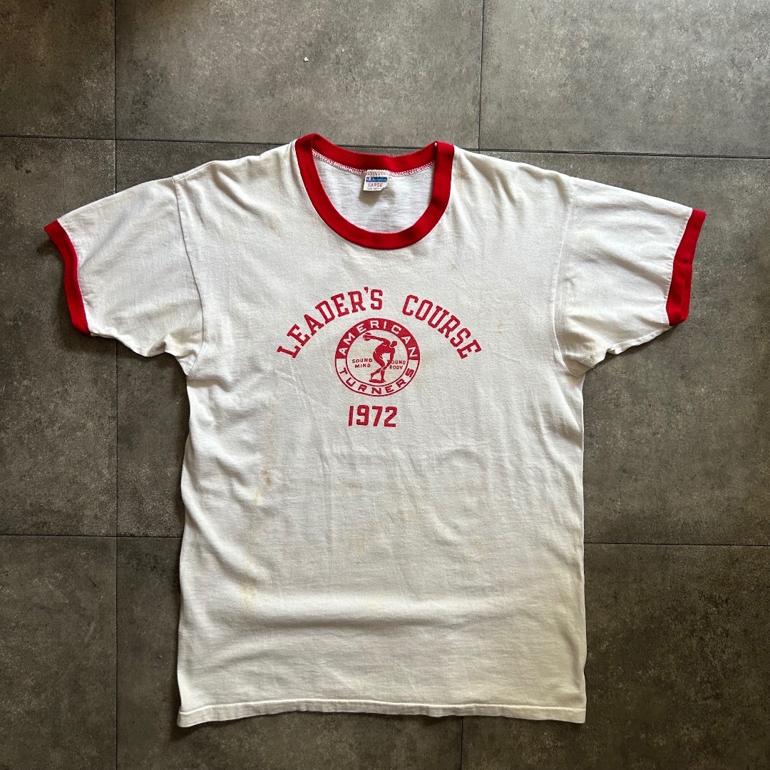 Champion - 70s チャンピオン リンガーtシャツ USA製 染み込み Champion - 70s チャンピオン リンガーtシャツ USA製 染み込み