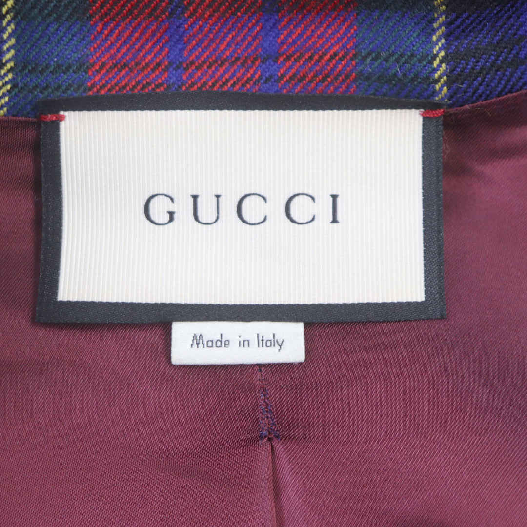 GUCCI - 極美品▽GUCCI グッチ 474374 ウール チェック柄 刺繍 GUCCI - 極美品▽GUCCI グッチ 474374 ウール チェック柄 刺繍