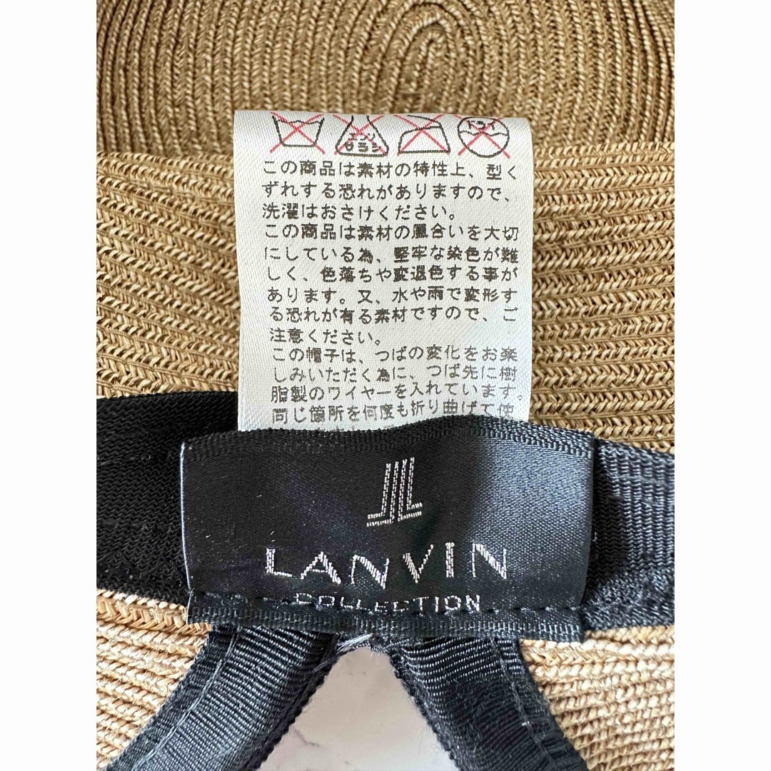 LANVIN - LANVIN ランバン ハット 麦わら帽子 M リボン スリット LANVIN - LANVIN ランバン ハット 麦わら帽子 M リボン スリット