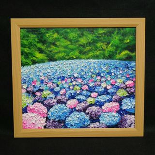 油絵 絵画【紫陽花畑の道】 なおれ 油絵 絵画【紫陽花畑の道】 なおれ