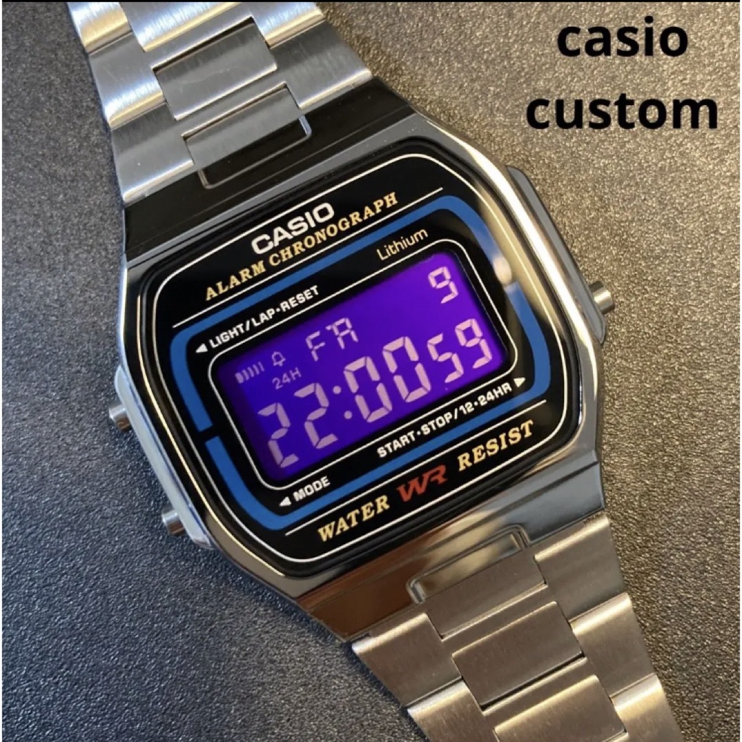 新品】カシオ チープカシオ デジタル 腕時計 紫 液晶反転