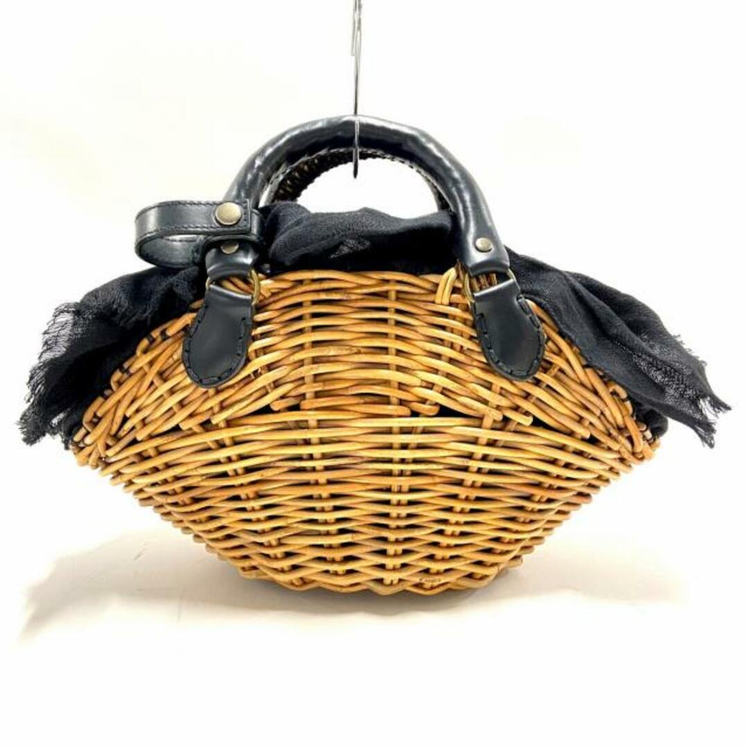 ebagos(エバゴス) ハンドバッグ ブラウン×黒 かごバッグ 被せ布 ebagos(エバゴス) ハンドバッグ ブラウン×黒 かごバッグ 被せ布