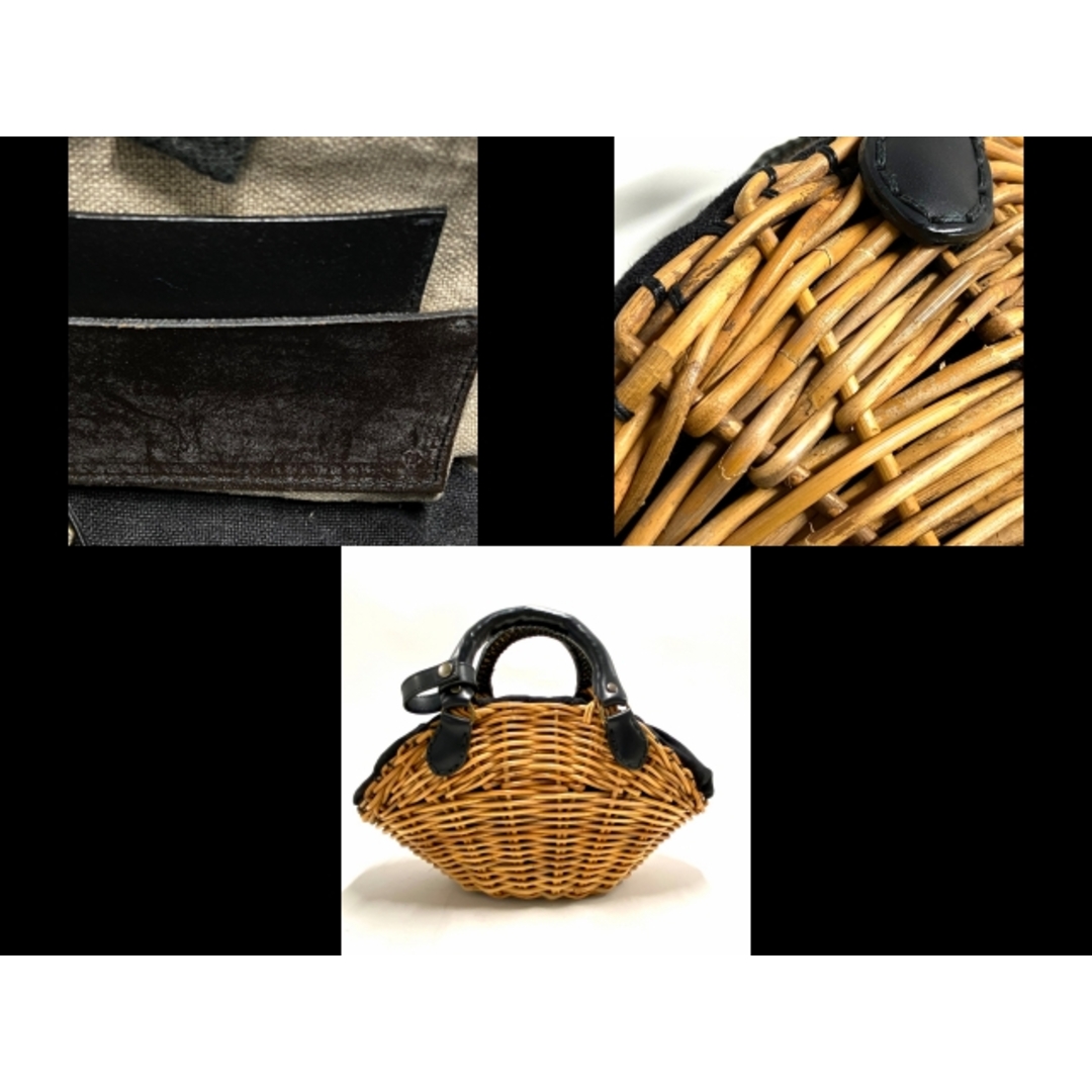 ebagos(エバゴス) ハンドバッグ ブラウン×黒 かごバッグ 被せ布 ebagos(エバゴス) ハンドバッグ ブラウン×黒 かごバッグ 被せ布