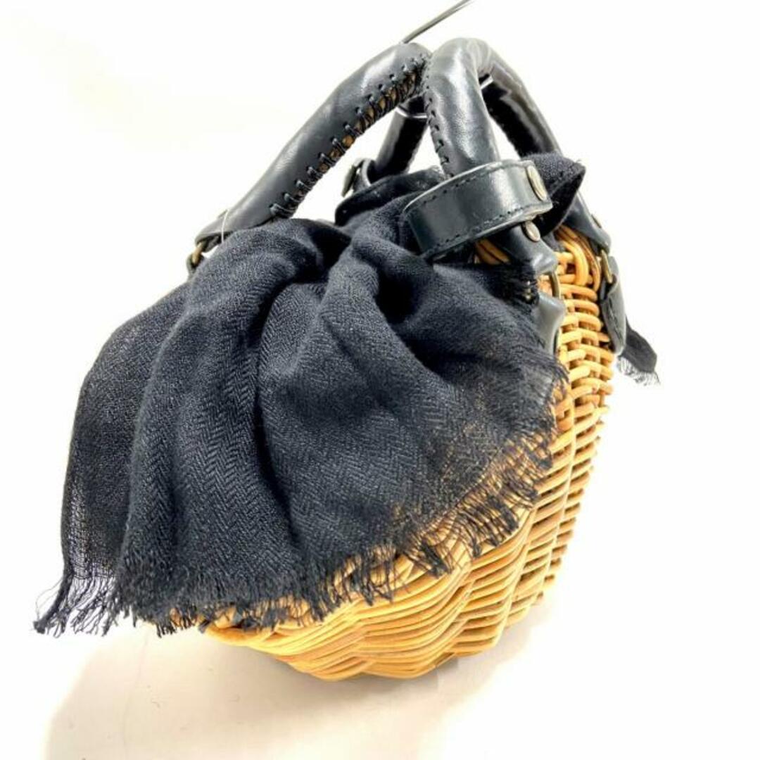 ebagos(エバゴス) ハンドバッグ ブラウン×黒 かごバッグ 被せ布 ebagos(エバゴス) ハンドバッグ ブラウン×黒 かごバッグ 被せ布