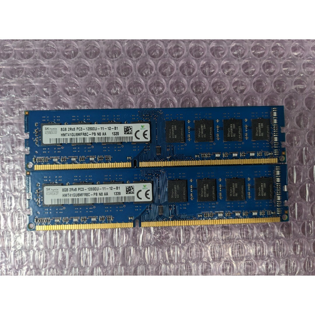 デスクトップPC用メモリSKHynix PC3-12800U 8GBx2枚 スマホ/家電/カメラのPC/タブレット(PCパーツ)の商品写真