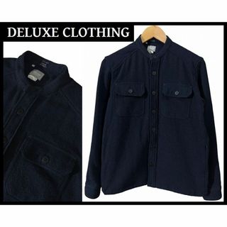 デラックス(DELUXE)のデラックスクロージング 日本製 D1219 CPO ノーカラー シャツ 紺 S(シャツ)