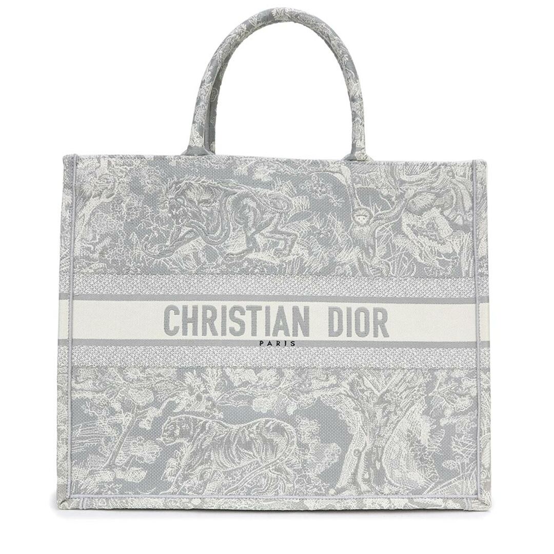 クリスチャンディオール BOOK TOTE ブックトート ラージ ハンドバッグ コットンキャンバス エクリュ グレー  M1286ZTDT Christian Dior（新品・未使用品）