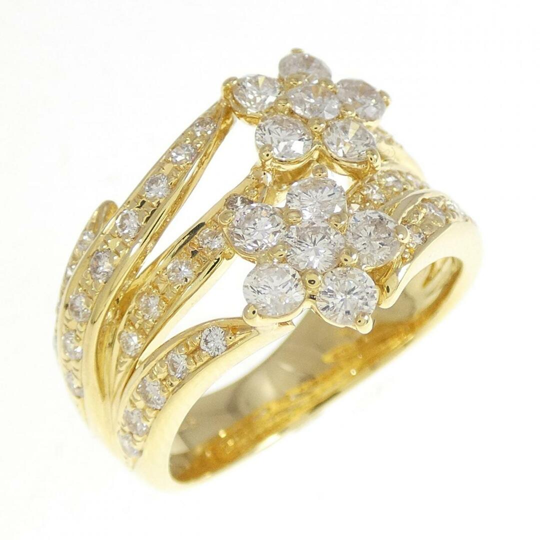K18YG フラワー ダイヤモンド リング 1.25CT