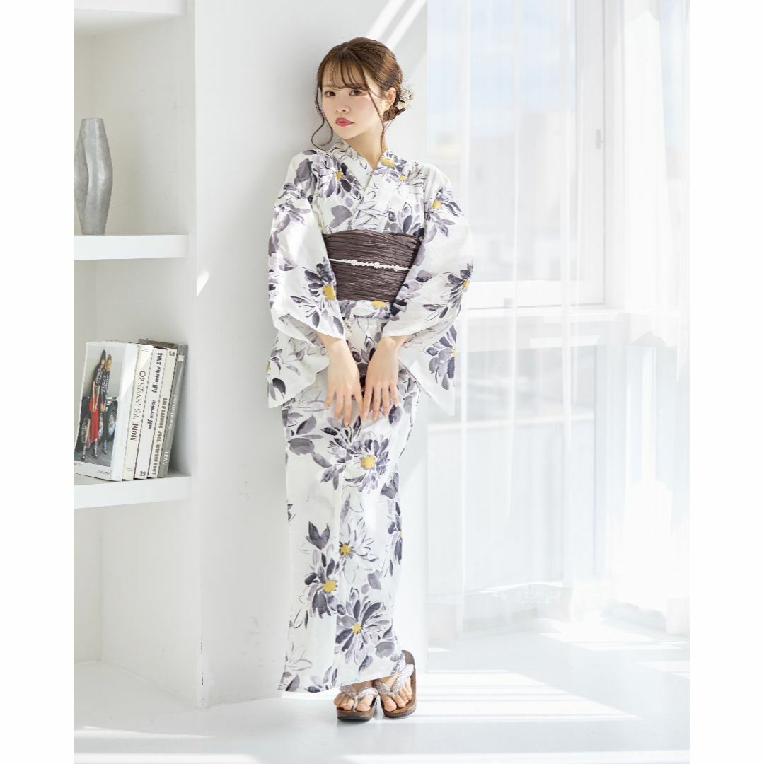浴衣 ゆかた 浴衣セット セット 大人 レディース 白 黒 花柄 4Y 浴衣 ゆかた 浴衣セット セット 大人 レディース 白 黒 花柄 4Y