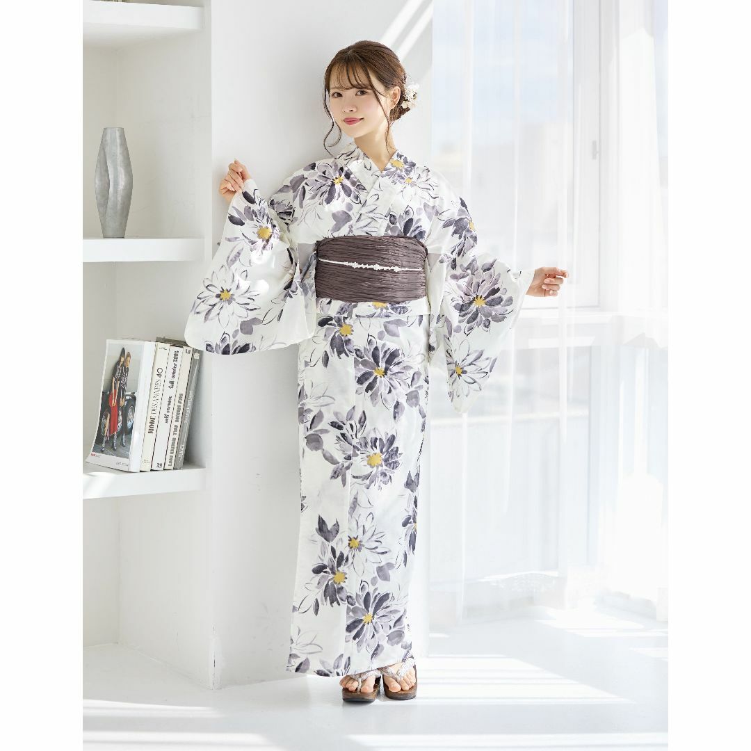 浴衣 ゆかた 浴衣セット セット 大人 レディース 白 黒 花柄 4Y 浴衣 ゆかた 浴衣セット セット 大人 レディース 白 黒 花柄 4Y
