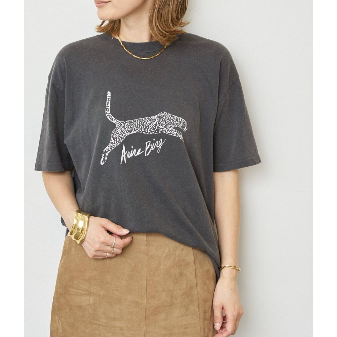 ANINE BING Avi Tee - Black And Brown Leopard