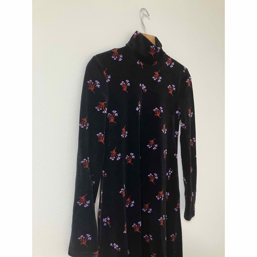 Floral Velour Jacquard High Neck Dress