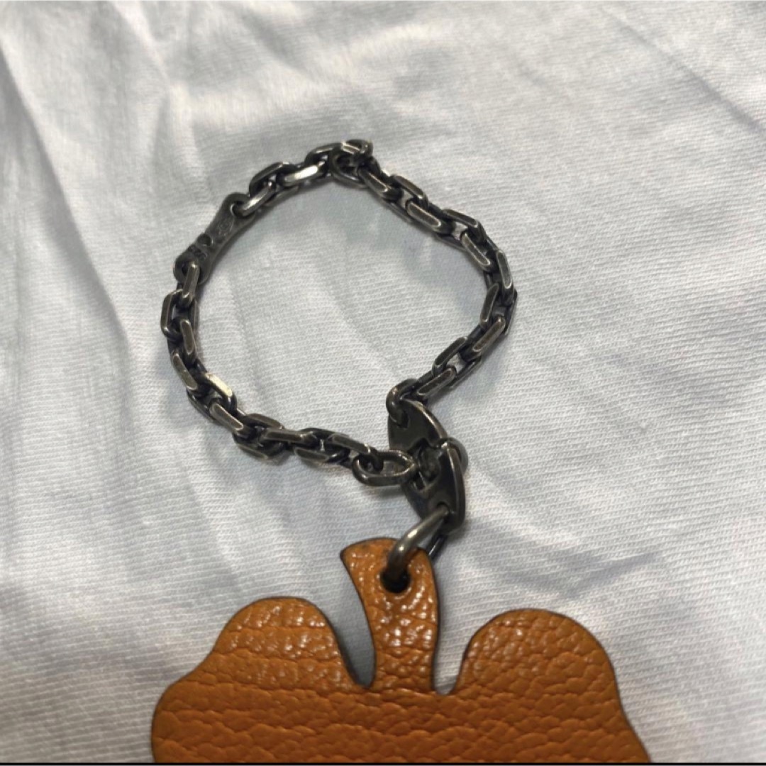 おか様】 HERMES エルメス クローバー チャーム レザー 925 刻印 おか様】 HERMES エルメス クローバー チャーム レザー 925 刻印