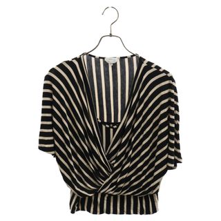 マックスマーラ(Max Mara)のMaxMara マックスマーラ ストライプ柄 ツイストディティール 半袖Tシャツ カットソー レディース ブラック/ベージュ(カーディガン)