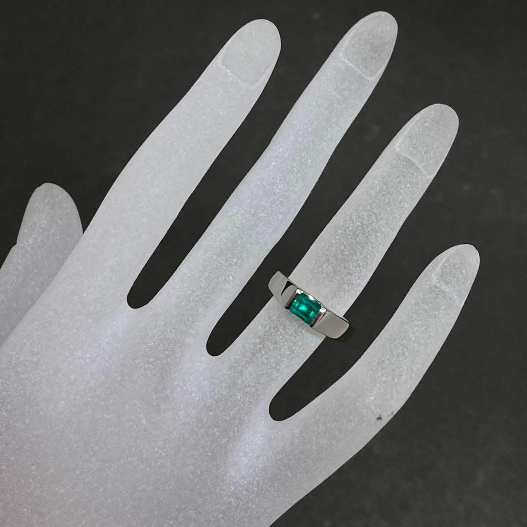 Pt900 高品質エメラルドリング ダイヤモンド入り サイズ12号 Pt900 高品質エメラルドリング ダイヤモンド入り サイズ12号