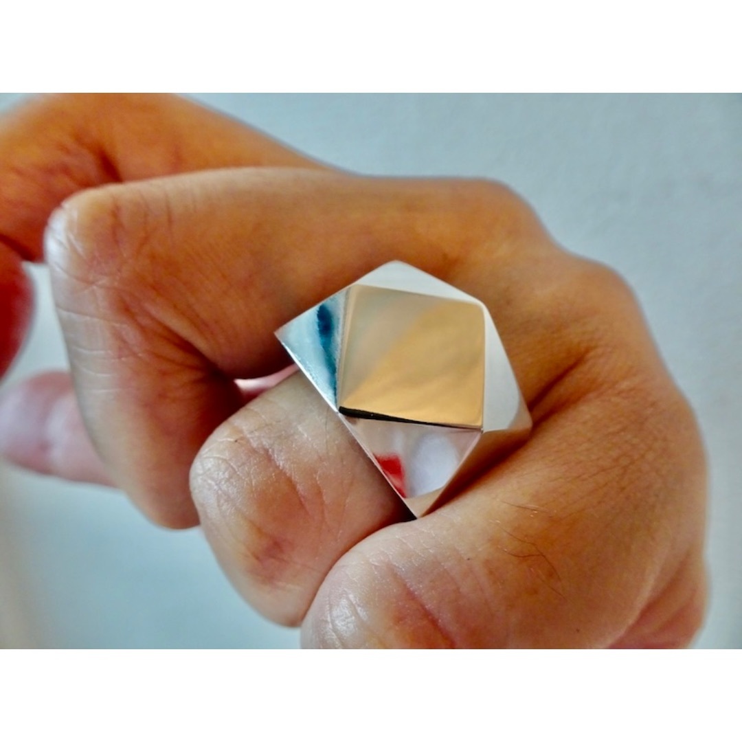 仁尾彫金『ブロック、プラチナリング』ハンドメイド203