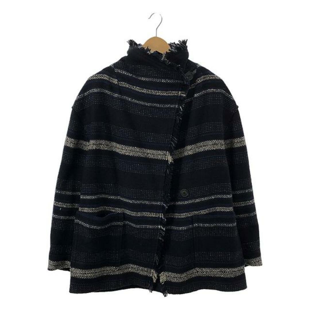 ISABEL MARANT ETOILE / イザベルマランエトワール | ウール ツイード フリンジ シングルジャケット | 36 | ネイビー/ブラック | レディース