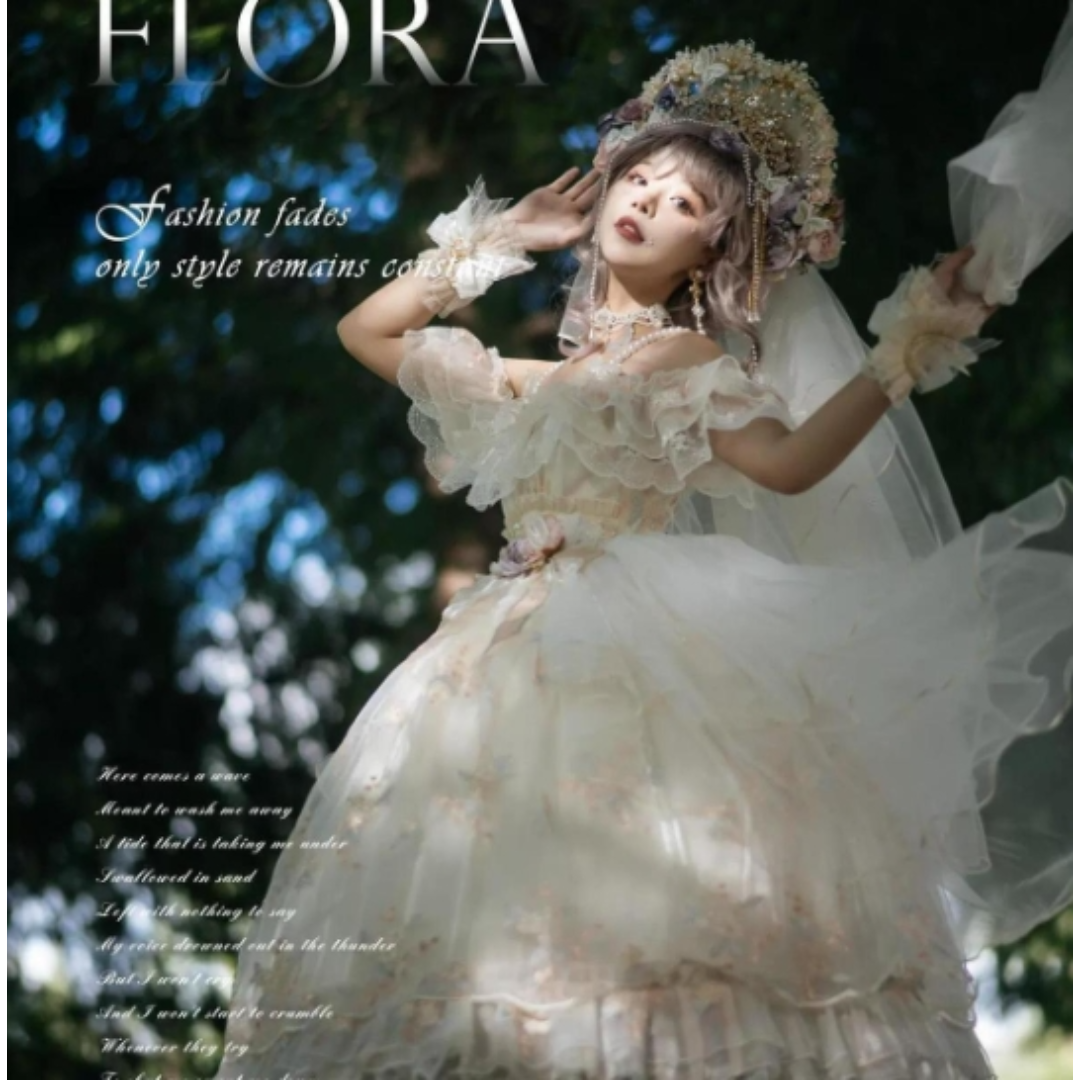 花神 刺繡入り lolita 華美 花嫁ドレス ロリータ　L73＃