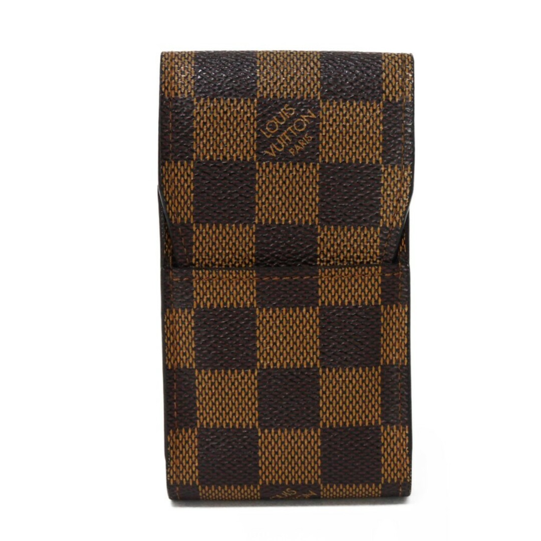 LOUIS VUITTON - LOUIS VUITTON ルイ・ヴィトン エテュイ シガレット ロゴ ブラウン フラップ式 タバコケース 市松模様 ビトン ダミエ エベヌ シガレットケース N63024