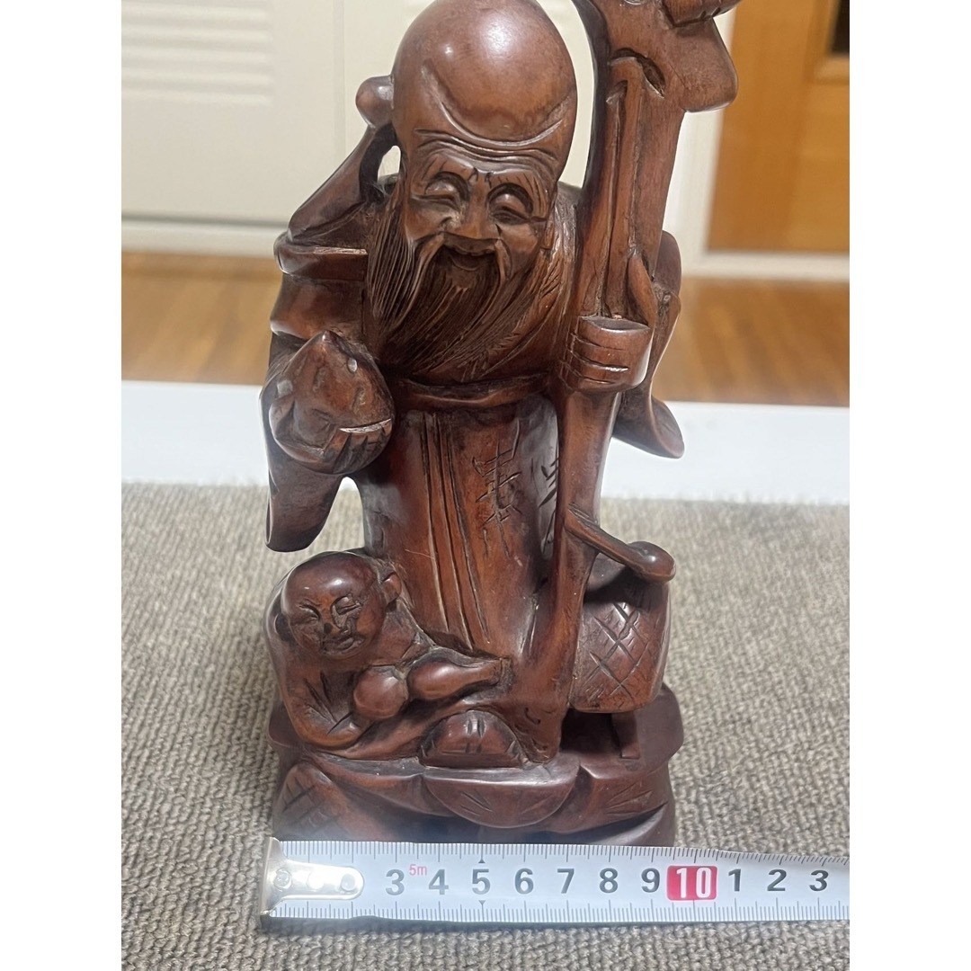 中国美術 昭和レトロ 木製 木彫り 七福神 長老寿 福禄寿 置物 中国美術 昭和レトロ 木製 木彫り 七福神 長老寿 福禄寿 置物