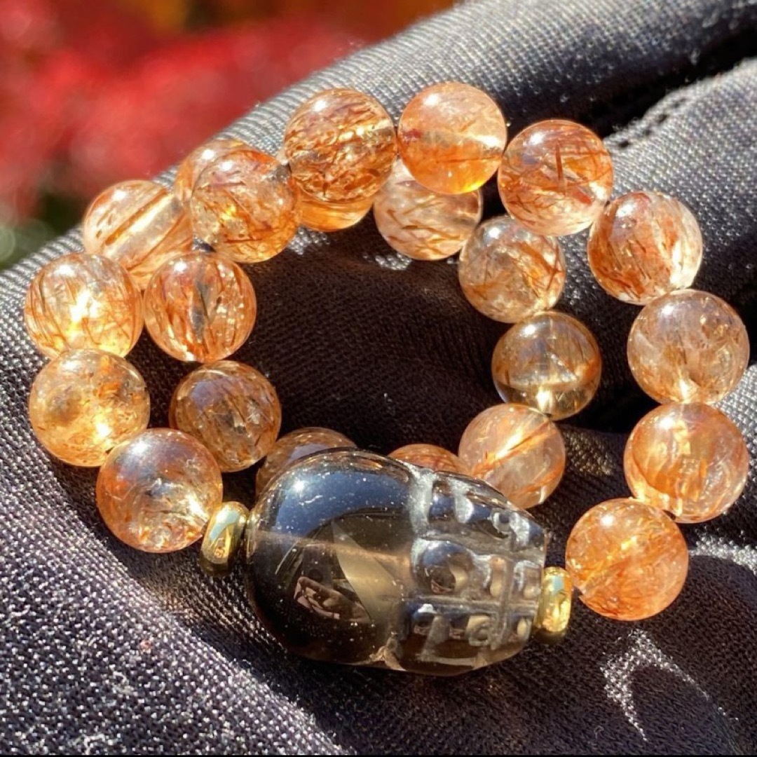 チンターマニストーン貔貅入り♡8mmブラックゴールドスーパーセブンブレスレット レディースのアクセサリー(ブレスレット/バングル)の商品写真