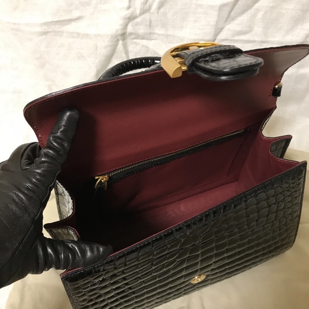極美品クロコダイルハンドバッグ 希少ポロサス ワンハンドル 極美品クロコダイルハンドバッグ 希少ポロサス ワンハンドル