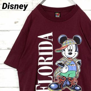 Disney - ディズニー☆Tシャツ☆半袖☆ミッキー☆コピーライト☆レンガ☆L