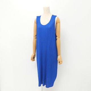 プリーツプリーズイッセイミヤケ(PLEATS PLEASE ISSEY MIYAKE)の■未使用品■PLEATS PLEASE ISSEY MIYAKE プリーツプリーズ イッセイミヤケ ワンピース サイズ2 プリーツ ノースリーブ ブルー 20240513/GP7897(ロングワンピース/マキシワンピース)