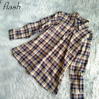 flash　フラッシュ　チェック　スキッパー　ブラウス　A16(シャツ/ブラウス(長袖/七分))