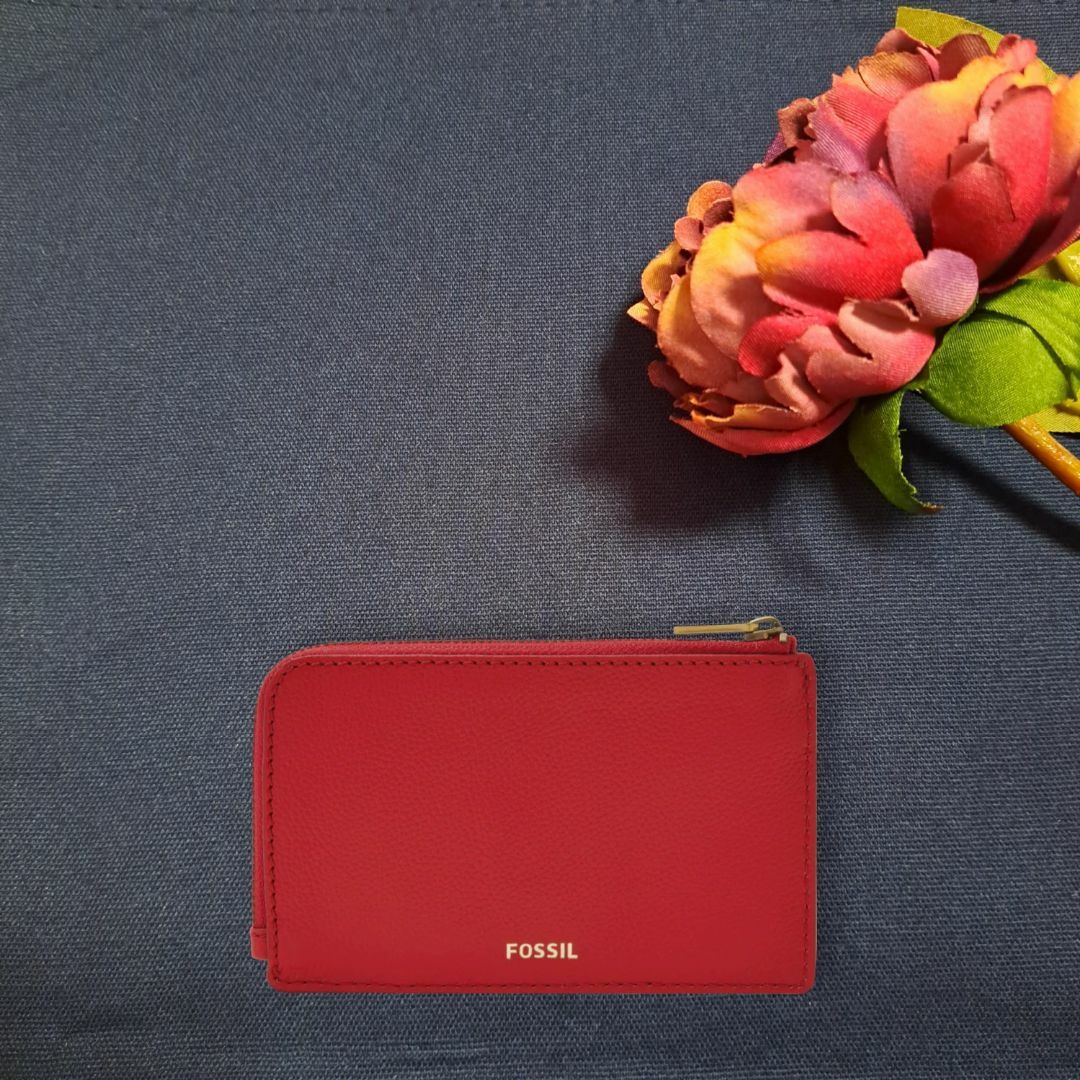 新品 Fossil フォッシル Jori レザー ジップ カードケース レッド 新品 Fossil フォッシル Jori レザー ジップ カードケース レッド